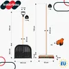 A diagram showing a snow shovel and a broom with dimensions and weight indicated. Produktbild-Vorschau