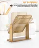 A wooden makeup mirror is shown on a white and marble surface, with makeup brushes in the background. Produktbild-Vorschau
