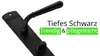 A black door handle set with text overlays. Produktbild-Vorschau