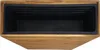 A top-down view of a wooden planter box with a black insert. Voir les images du produit