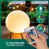 A person is holding a remote control in front of a glowing spherical lamp on a wooden table, with fairy lights in the background. Anteprima dell’immagine prodotto