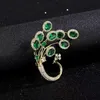Brosche für Damen, Pfauenform, Kunst-Smaragd-Strass, Retro, Produktbild-Vorschau 8
