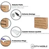 A collage of images and text highlighting the features of a dresser, including its material, assembly, quality accessories, and ease of care, along with a product image of the dresser itself. Produktbild-Vorschau