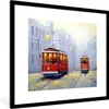 MuchoWow® Gerahmtes Poster Gemälde - Straßenbahn - Stadt - Produktbild-Vorschau 1