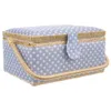 A sewing basket with a blue and white polka dot pattern. Anteprima dell’immagine prodotto