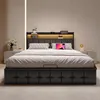 Cama con somier INONEFT de 140x190 cm con LED y USB, cama Vista previa de la imagen del producto 9