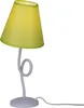 A table lamp with a green lampshade and a gray, coiled base. Produktbild-Vorschau
