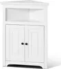 A white corner cabinet with two doors and an open shelf above. Anteprima dell’immagine prodotto