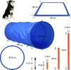A collage of dog agility equipment with a dog in the top left corner. Voir les images du produit