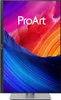 A vertical monitor displaying a colorful abstract wallpaper. Produktbild-Vorschau