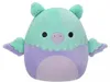 A plush toy owl with mint green and purple coloring, presented against a white background. Produktbild-Vorschau