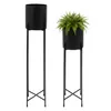Set di 2 supporti per vasi da fiori con vaso incluso - nero Anteprima dell’immagine prodotto 1
