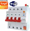 A white electrical circuit breaker with red switches, displaying various labels and indicators. Produktbild-Vorschau