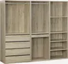 A modular wardrobe set with three elements, showing open compartments and drawers. Anteprima dell’immagine prodotto