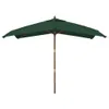 A green rectangular umbrella with a wooden pole is shown against a white background. Náhled obrázku produktu