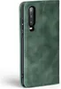 A green flip cover phone case for a Huawei P30 is shown from the side. Produktbild-Vorschau