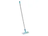 A mop with a silver handle and a blue and white mop head is shown against a white background. Produktbild-Vorschau