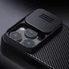 A close-up view of the rear camera module of a black smartphone case, featuring a sliding cover for the cameras. Náhled obrázku produktu