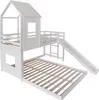 Letto a castello Sweiko con scivolo, letto a casetta, letto Anteprima dell’immagine prodotto 12