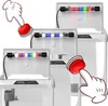 Multiple aquariums with LED lights, some with cartoon hands pressing buttons. Podgląd zdjęcia produktu
