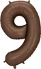 Fóliový balón Číslica "9" - 86 cm, mocca, hnedý, satén Náhľad obrázku produktu 1
