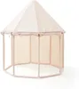 A hexagonal tent with a pointed roof, made of off-white fabric, standing on a white background. Produktbild-Vorschau