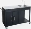 A black outdoor grill cart with a stainless steel countertop and sink, shown against a white background. Anteprima dell’immagine prodotto