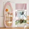 LunaMirror Cleo staande spiegel 160 x 60 cm, organische wolkvorm, gestoffeerd fluwelen frame, roze – afbeelding 5 Productafbeelding-voorbeeld
