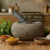 Tokoindah Handgefertigter Naturstein Mörser mit Stößel - Produktbild-Vorschau 6