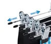 Multiple silver clip hangers holding black garments on a white background. Produktbild-Vorschau