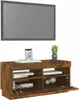 A TV stand with a TV mounted above it, against a white background. Produktbild-Vorschau
