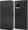 A black flip-style phone case is shown from the front and back. Produktbild-Vorschau