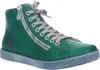 A single green high-top sneaker with laces and a side zipper is shown against a white background. Produktbild-Vorschau