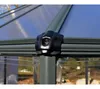 Close-up of a greenhouse corner joint, showing the aluminum frame and a black plastic connector. Produktbild-Vorschau