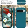 A collage of a teal phone case, showing its front, side, and back, with a background of people and trees. Produktbild-Vorschau