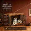undekäfig Möbel, 120 cm Hundebox Möbel mit 4 Türen, Vintage Produktbild-Vorschau 2