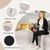 A woman and a dog are sitting on a sofa, with feature callouts around the image. Náhľad obrázku produktu