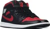 A pair of Nike Air Jordan 1 Mid sneakers in black and red. Náhled obrázku produktu