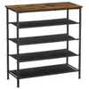 A five-tier shoe rack with a rustic brown top and black shelves. Náhled obrázku produktu