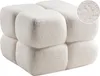 BELIANI Taburet krémově bílý buklé čalounění 60 x 60 Náhled obrázku produktu 1