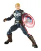 A Captain America action figure is posed dynamically against a white background, holding his shield. Produktbild-Vorschau