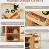 A collage of images showcasing the storage options of a kitchen cart. Podgląd zdjęcia produktu