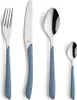 A set of four cutlery pieces, including a fork, knife, large spoon, and small spoon, arranged vertically against a white background. Anteprima dell’immagine prodotto