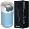 A light blue Kambukka thermobecher (thermal mug) is shown next to its black packaging box. The packaging has the words "EXPRESS YOUR THIRST" embossed on it. Náhled obrázku produktu