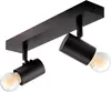 A black, two-spot ceiling light fixture with exposed E27 bulbs, presented against a white background. Produktbild-Vorschau