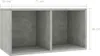 A concrete gray cube shelf with two compartments, featuring dimension labels. Anteprima dell’immagine prodotto
