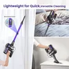 Collage of images showing a cordless vacuum cleaner in use and its features. Produktbild-Vorschau