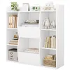 A white bookshelf filled with books and decorative items. Podgląd zdjęcia produktu
