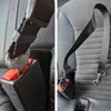 A split image showing a dog seatbelt attached to a car seatbelt buckle and a dog seatbelt attached to a car seat. Náhľad obrázku produktu