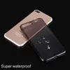 A gold iPhone is shown with a black transparent phone case placed on top of it. Water droplets are visible on the phone case. Produktbild-Vorschau